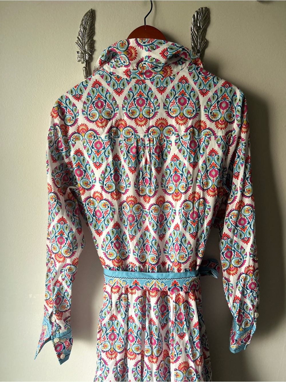 BODEN Flo Cotton Midi Shirt Dress Paisley Floral Belted NWT 10 Regular - Picture 9 of 10